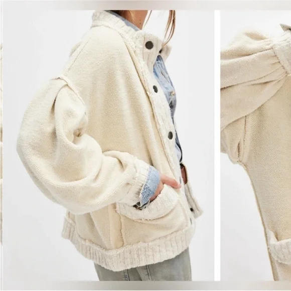 NWOT Free People We The Free Cute In This Cardi - Tea Ivory Cream - Large - Picture 5 of 10